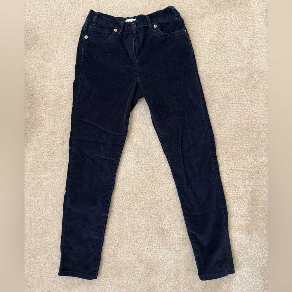 Girls JCrew Factory navy corduroy pants.  Excellent condition. Elastic waist.